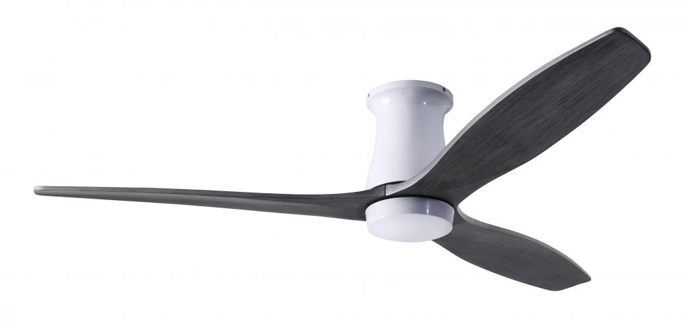 Arbor Flush DC Fan; Gloss White Finish; 54" Ebony Blades; No Light; Wall/Remote Combo Control