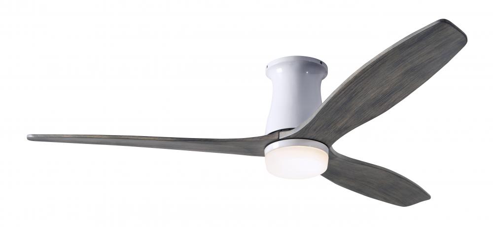 Arbor Flush DC Fan; Gloss White Finish; 54" Graywash Blades; 17W LED; Wall/Remote Combo Control