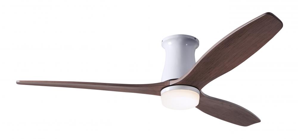 Arbor Flush DC Fan; Gloss White Finish; 54" Mahogany Blades; 17W LED; Wall/Remote Combo Control