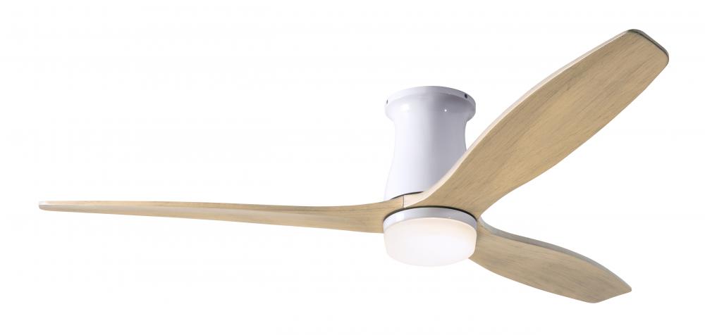 Arbor Flush DC Fan; Gloss White Finish; 54" Maple Blades; 17W LED; Wall/Remote Combo Control