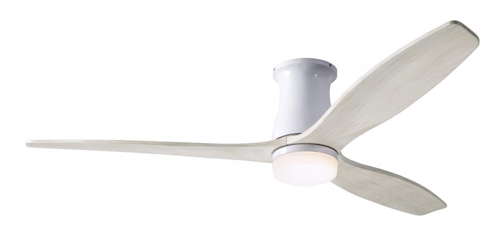 Arbor Flush DC Fan; Gloss White Finish; 54" Whitewash Blades; 17W LED; Wall/Remote Combo Control