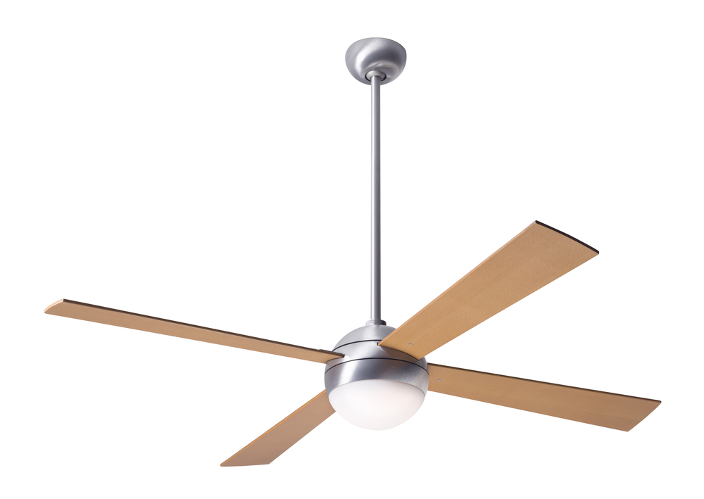 Ball Fan; Brushed Aluminum Finish; 52" Maple Blades; 20W LED; Fan Speed and Light Control (3-wir