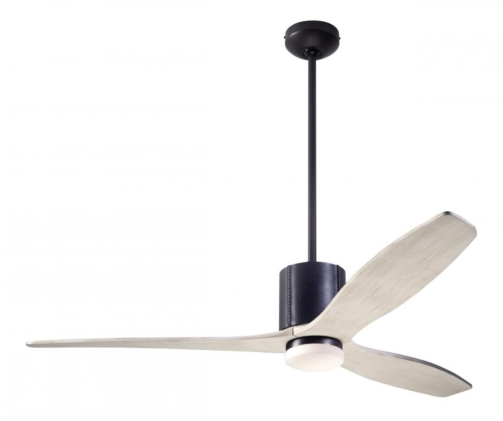 LeatherLuxe DC Fan; Dark Bronze Finish with Black Leather; 54" Whitewash Blades; 17W LED; Remote