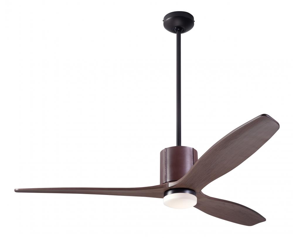 LeatherLuxe DC Fan; Dark Bronze Finish with Chocolate Leather; 54" Mahogany Blades; 17W LED; Wal