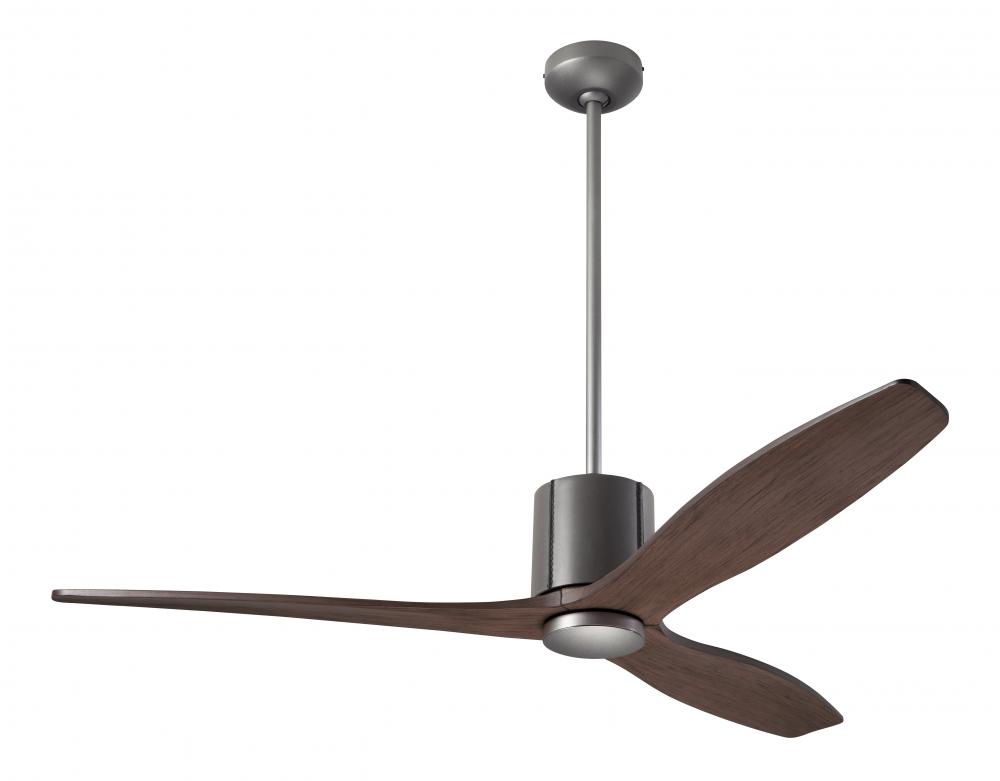 LeatherLuxe DC Fan; Graphite Finish with Gray Leather; 54" Mahogany Blades; No Light; Wall Contr