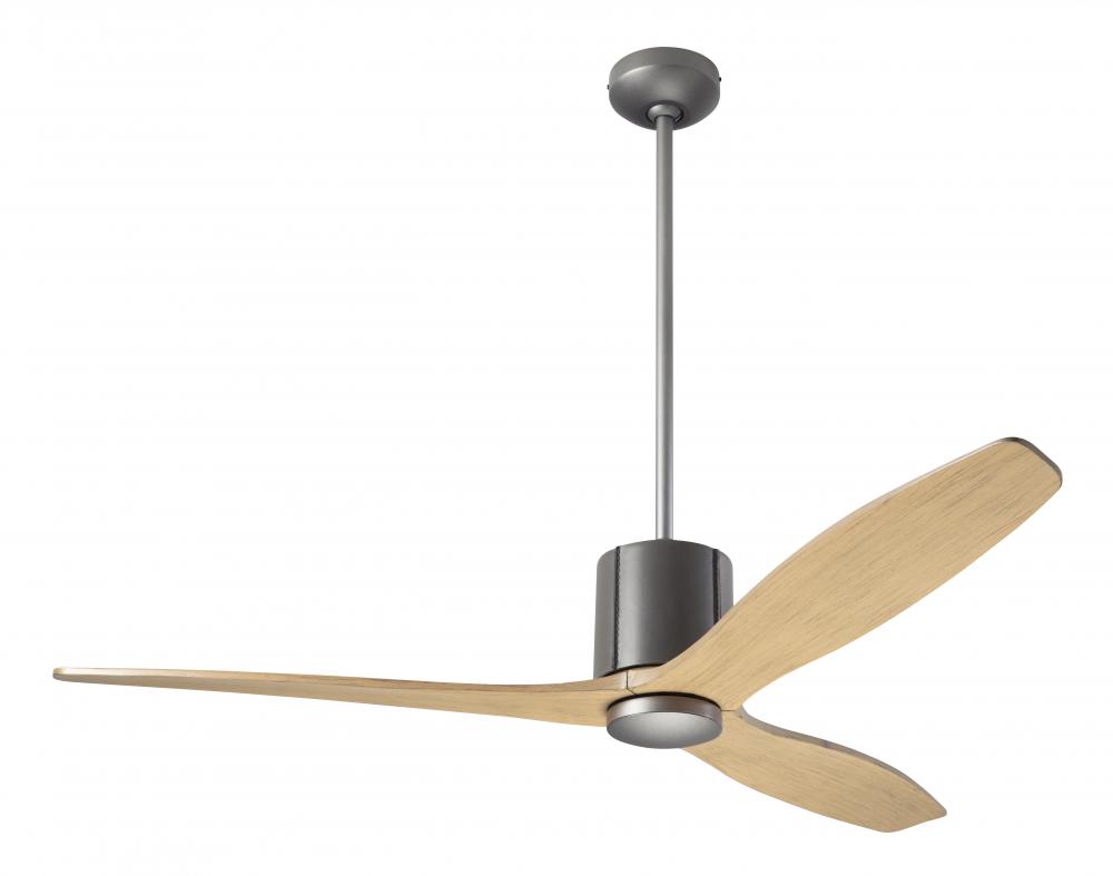 LeatherLuxe DC Fan; Graphite Finish with Gray Leather; 54" Maple Blades; No Light; Wall Control