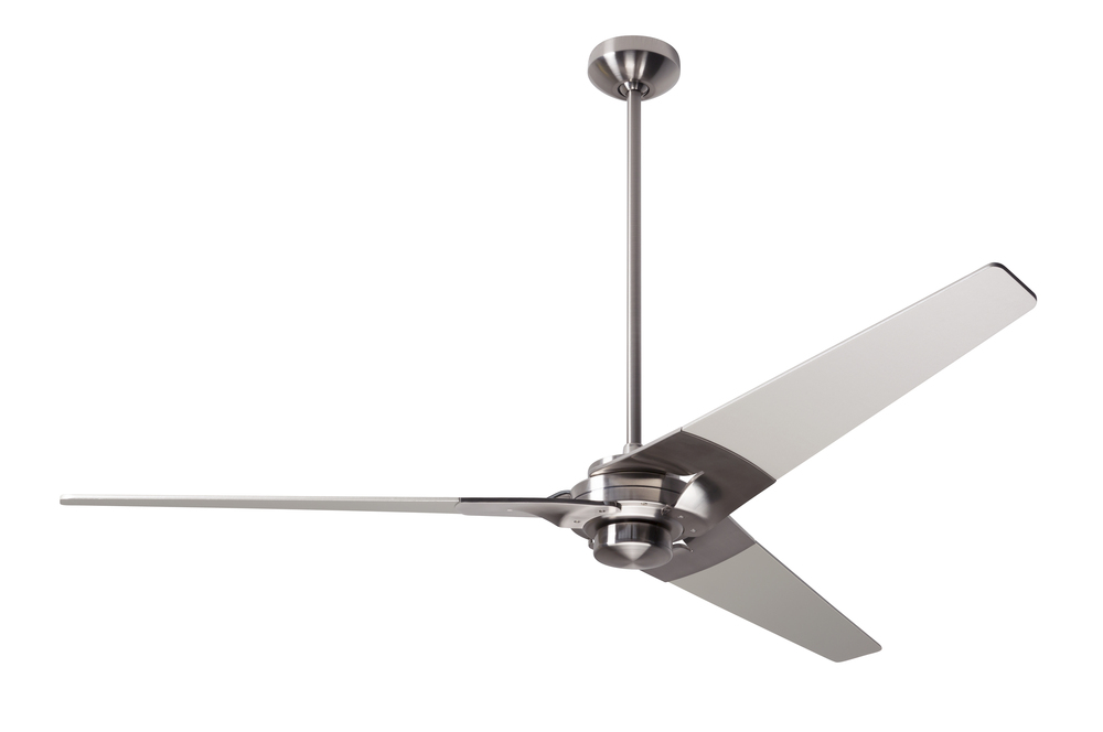 Torsion Fan; Bright Nickel Finish; 62" White Blades; No Light; Fan Speed Control