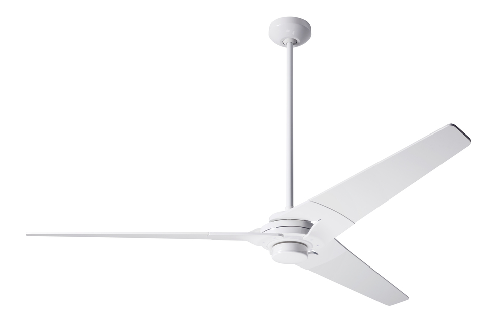 Torsion Fan; Gloss White Finish; 62" Nickel Blades; No Light; Fan Speed Control