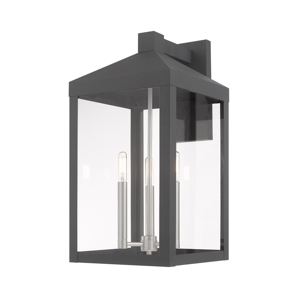 3 Lt Scandinavian Gray Outdoor Wall Lantern