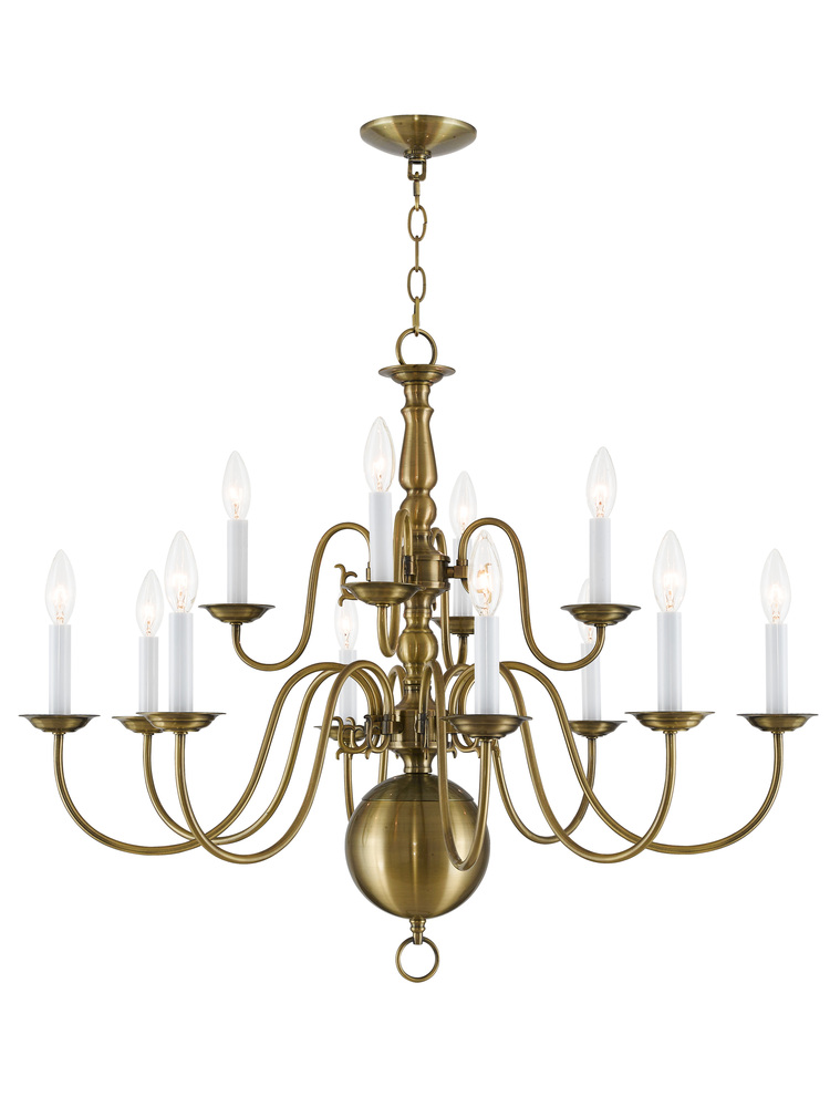 12 Light Antique Brass Chandelier