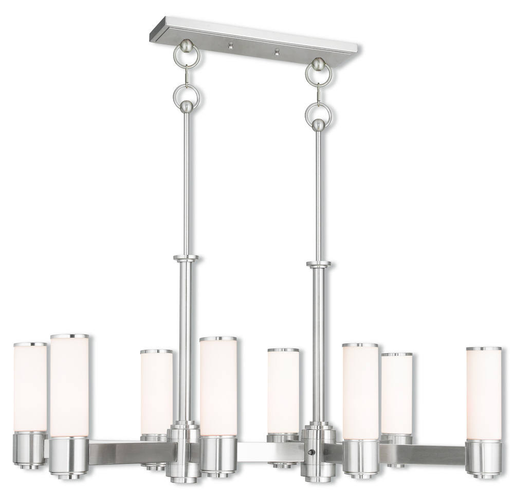 8 Light Brushed Nickel Linear Chandelier