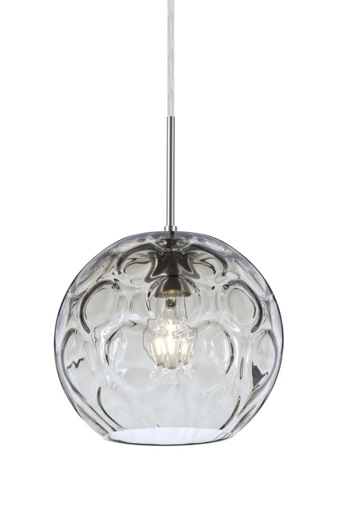 Besa Bombay Cord Pendant, Clear, Satin Nickel Finish, 1x60W Medium Base