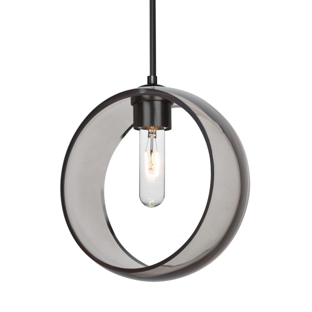 Besa Mana Pendant, Smoke, Black Finish, 1x60W MAX E26 Base