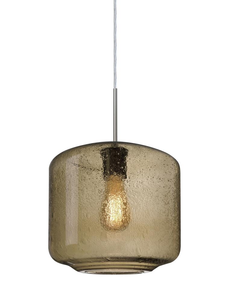 Besa Niles 10 Pendant, Smoke Bubble, Satin Nickel Finish, 1x4W LED Filament