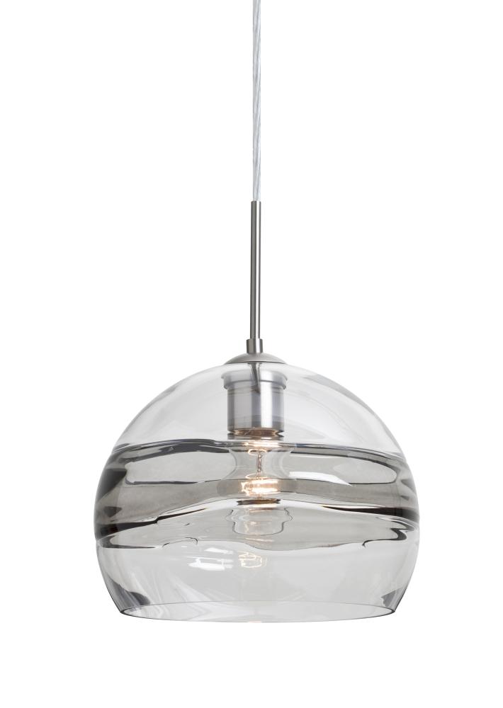 Besa Spirit 10 Pendant, Smoke/Clear, Satin Nickel Finish, 1x60W Medium Base