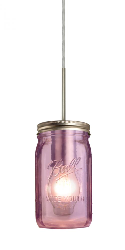 Besa Pendant Milo 4 Satin Nickel Purple 1x5W LED Filament