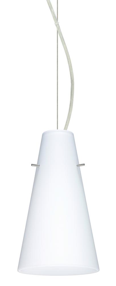 Besa Cierro LED Cable Pendant Opal Matte Satin Nickel 1x9W LED