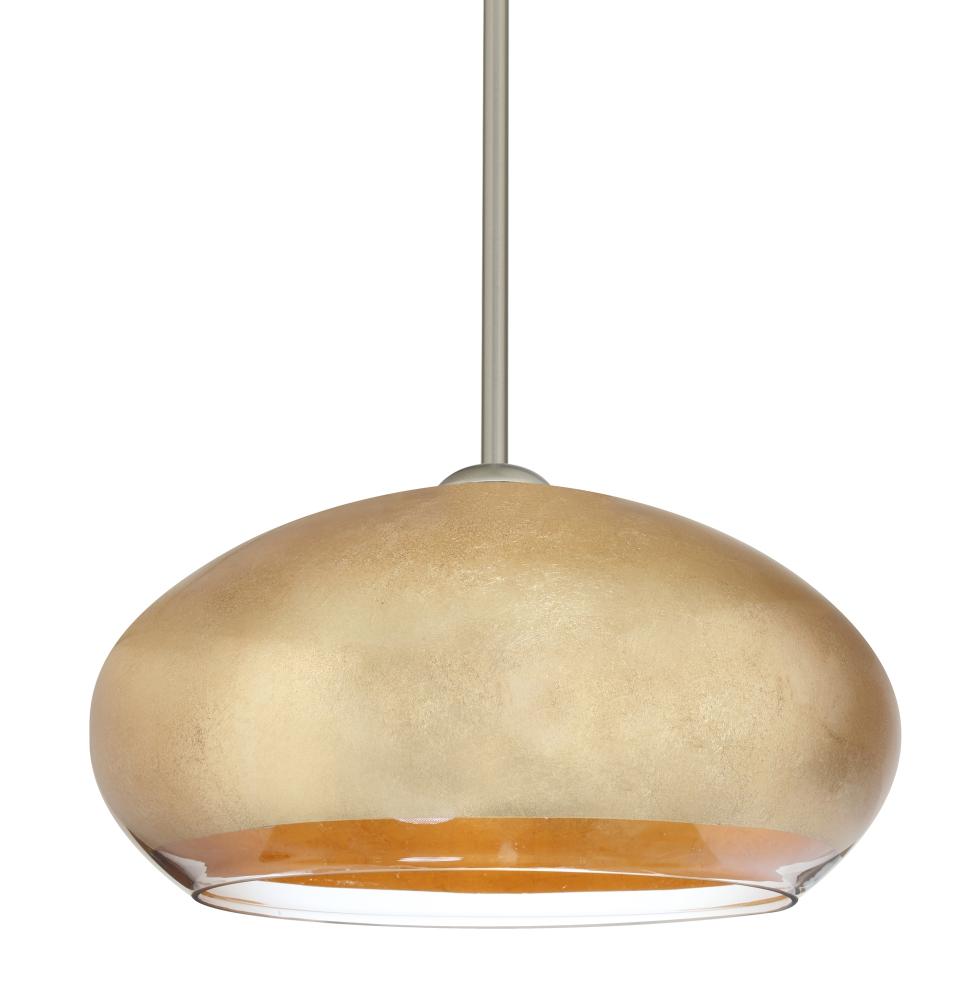 Besa Brio 14 Stem Pendant Satin Nickel Gold Foil 1x9W LED