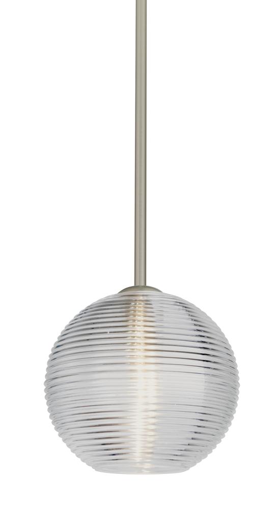 Besa Stem Kristall 8 Pendant Satin Nickel Clear 1x75W Medium Base