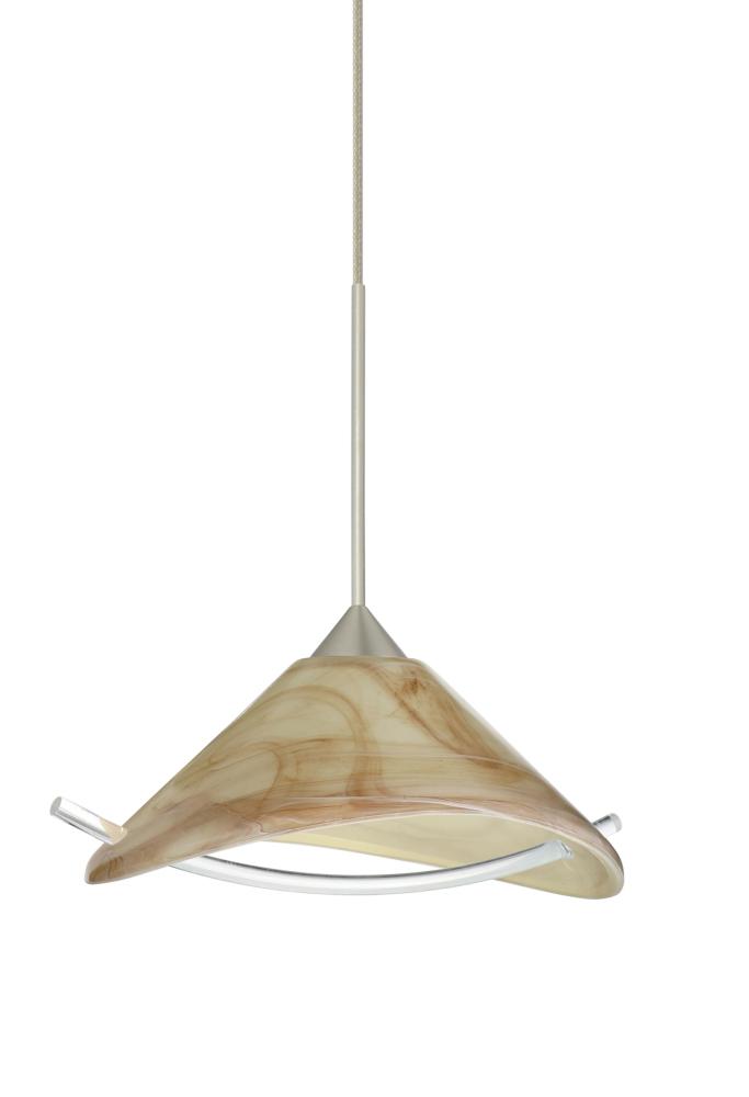 Besa Pendant Hoppi Satin Nickel Mocha/Clear 1x3W LED