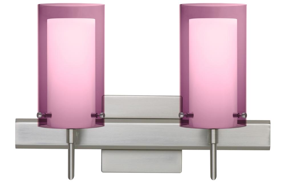 Besa Pahu 4 Wall With SQ Canopy 2SW Transparent Amethyst/Opal Satin Nickel 2x40W G9