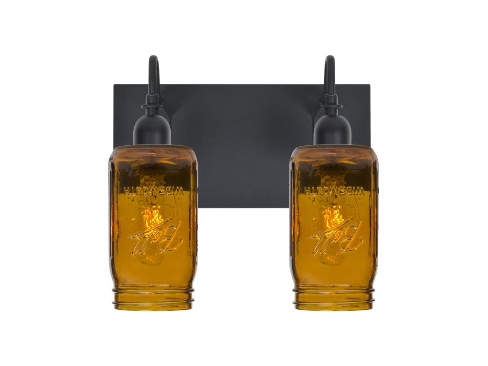 Besa Milo 4 Vanity, Amber, Black Finish, 2x60W Medium Base