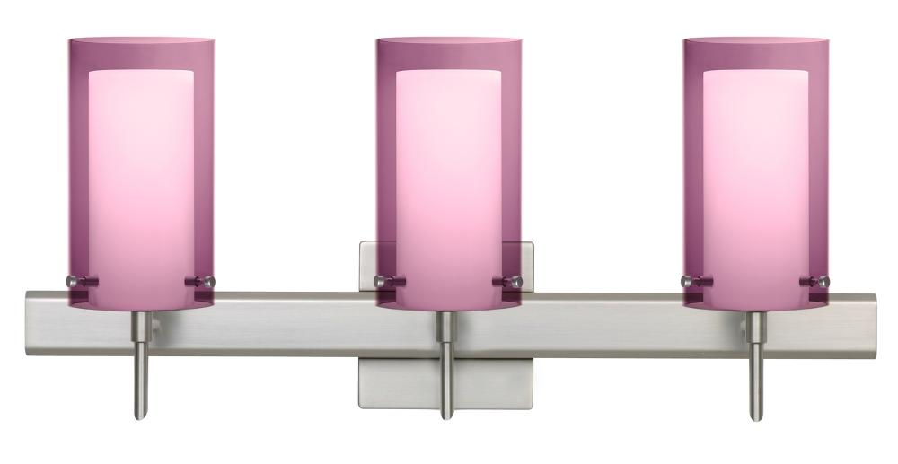 Besa Pahu 4 Wall With SQ Canopy 3SW Transparent Amethyst/Opal Satin Nickel 3x5W LED