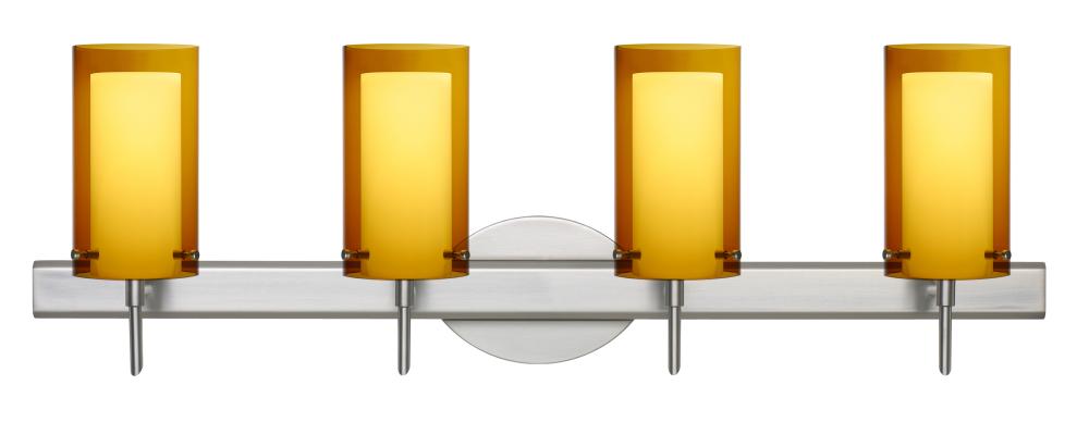 Besa Pahu 4 Wall 4SW Transparent Armagnac/Opal Satin Nickel 4x5W LED