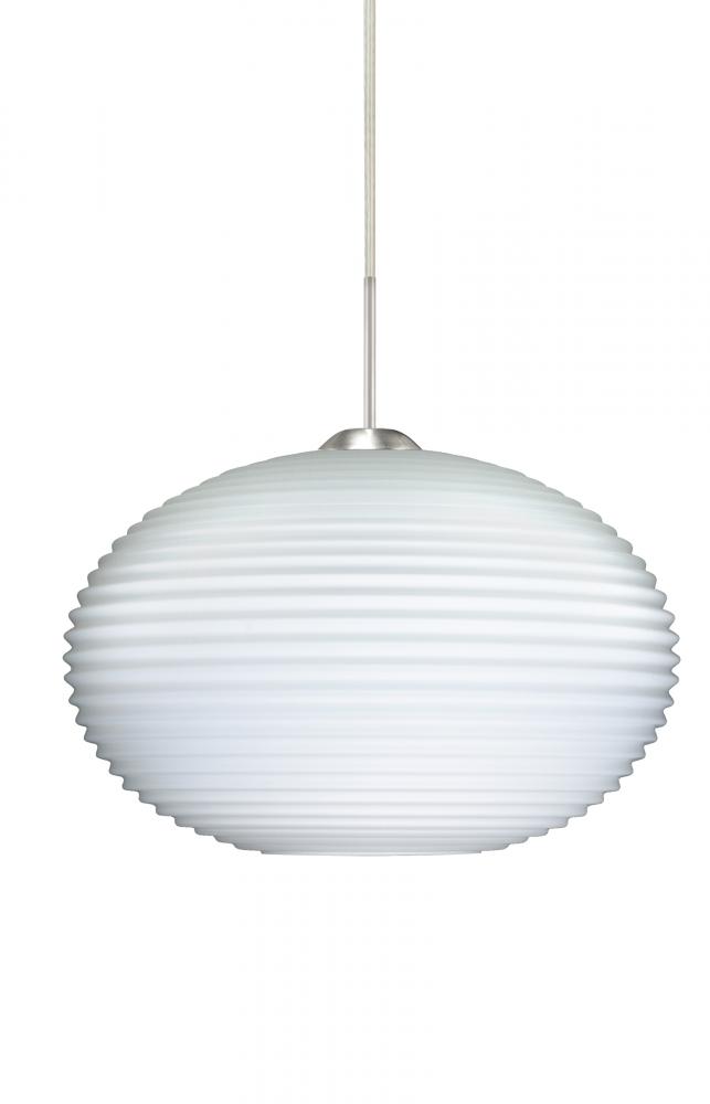 Besa Pendant For Multiport Canopy Pape 12 Satin Nickel Opal Ribbed 1x75W Medium Base