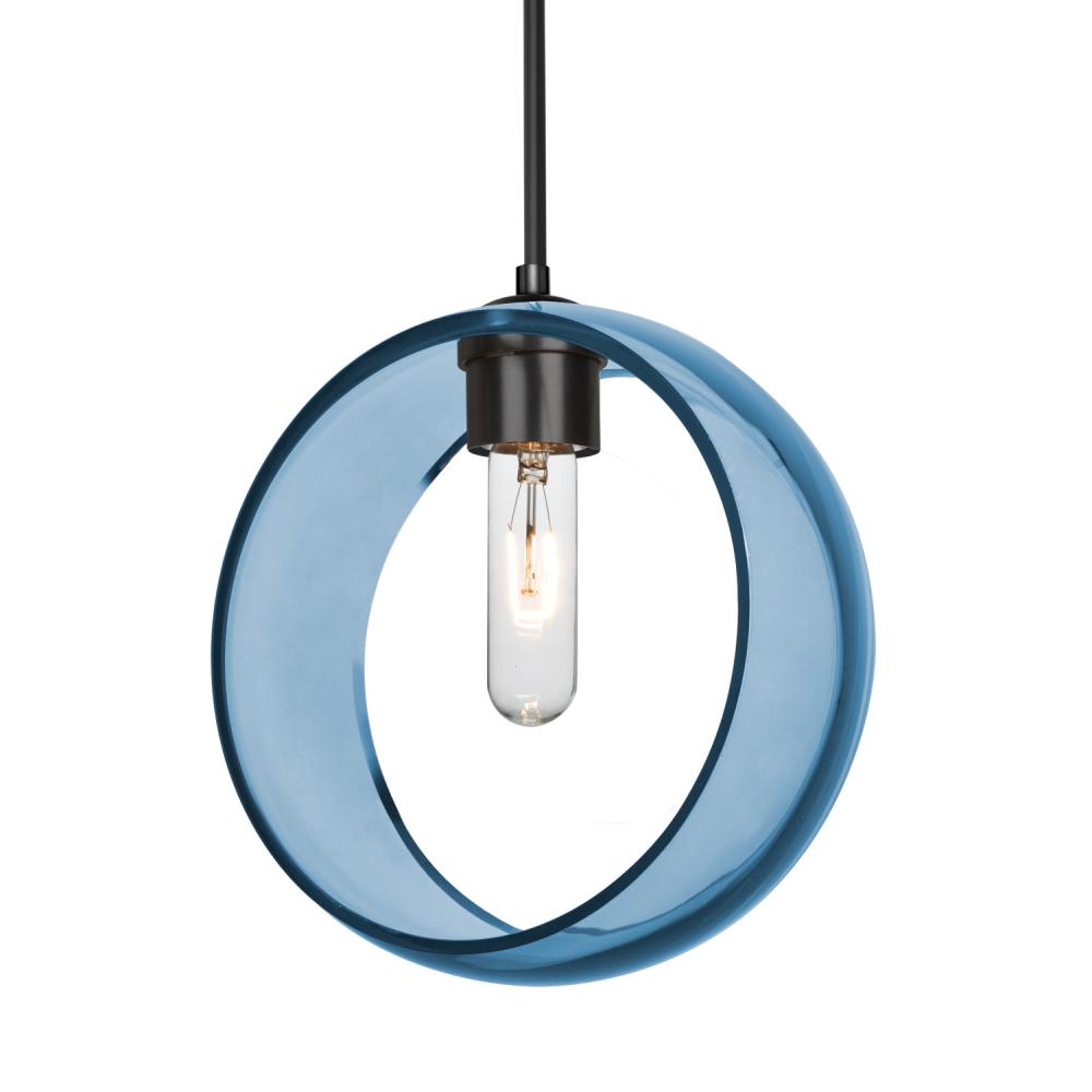 Besa Mana Pendant For Multiport Canopy, Blue, Black Finish, 1x60W MAX E26 Base