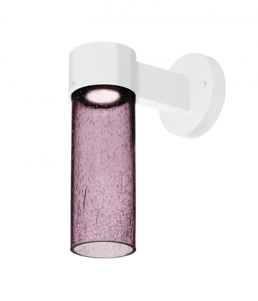 Besa, Juni 10 Outdoor Sconce, Plum Bubble, White Finish, 1x4W LED