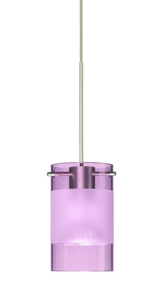 Besa Pendant Scope Satin Nickel Amethyst/Frost 1x5W LED