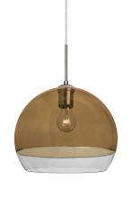 Besa Lighting 1JC-ALLY12AM-SN - Besa, Ally 12 Cord Pendant, Amber/Clear, Satin Nickel Finish, 1x60W Medium Base