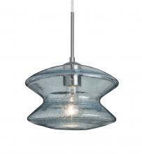 Besa Lighting 1JC-ZENBL-SN - Besa, Zen Cord Pendant, Blue Bubble, Satin Nickel Finish, 1x60W Medium Base