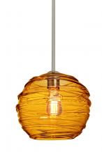 Besa Lighting 1TT-462782-EDIL-SN - Besa Wave 10 Stem Pendant Satin Nickel Amber 1x8W LED Filament