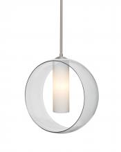 Besa Lighting 1TT-PLATOCL-LED-SN - Besa, Plato Stem Pendant, Clear/Opal, Satin Nickel Finish, 1x5W LED