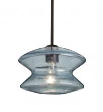 Besa Lighting 1TT-ZENBL-BR - Besa, Zen Stem Pendant , Blue Bubble, Bronze Finish, 1x60W Medium Base