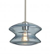 Besa Lighting 1TT-ZENBL-EDIL-SN - Besa, Zen Stem Pendant , Blue Bubble, Satin Nickel Finish, 1x8W LED Filament