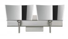 Besa Lighting 2SW-6773MR-SN-SQ - Besa Groove Wall With SQ Canopy 2SW Mirror-Frost Satin Nickel 2x40W G9