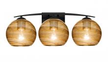 Besa Lighting 3WC-JILLYAM-EDIL-BK - Besa, Jilly Vanity, Vapor Amber, Black Finish, 3x8W LED Filament