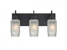 Besa Lighting 3WG-MILO4WF-BK - Besa Milo 4 Vanity, White Frost, Black Finish, 3x60W Medium Base