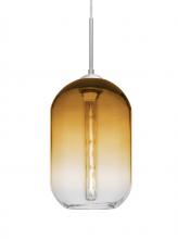 Besa Lighting J-OMEGA12AM-EDIL-SN - Besa, Omega 12 Cord Pendant For Multiport Canopies, Amber/Clear, Satin Nickel Finish,