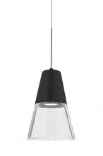 Besa Lighting X-TIMO6BC-LED-SN - Besa, Timo 6 Cord Pendant For Multiport Canopies,Clear/Black, Satin Nickel Finish, 1x