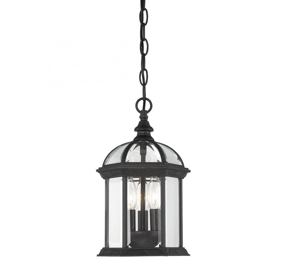 Kensington 3-Light Outdoor Hanging Lantern in Textured Black