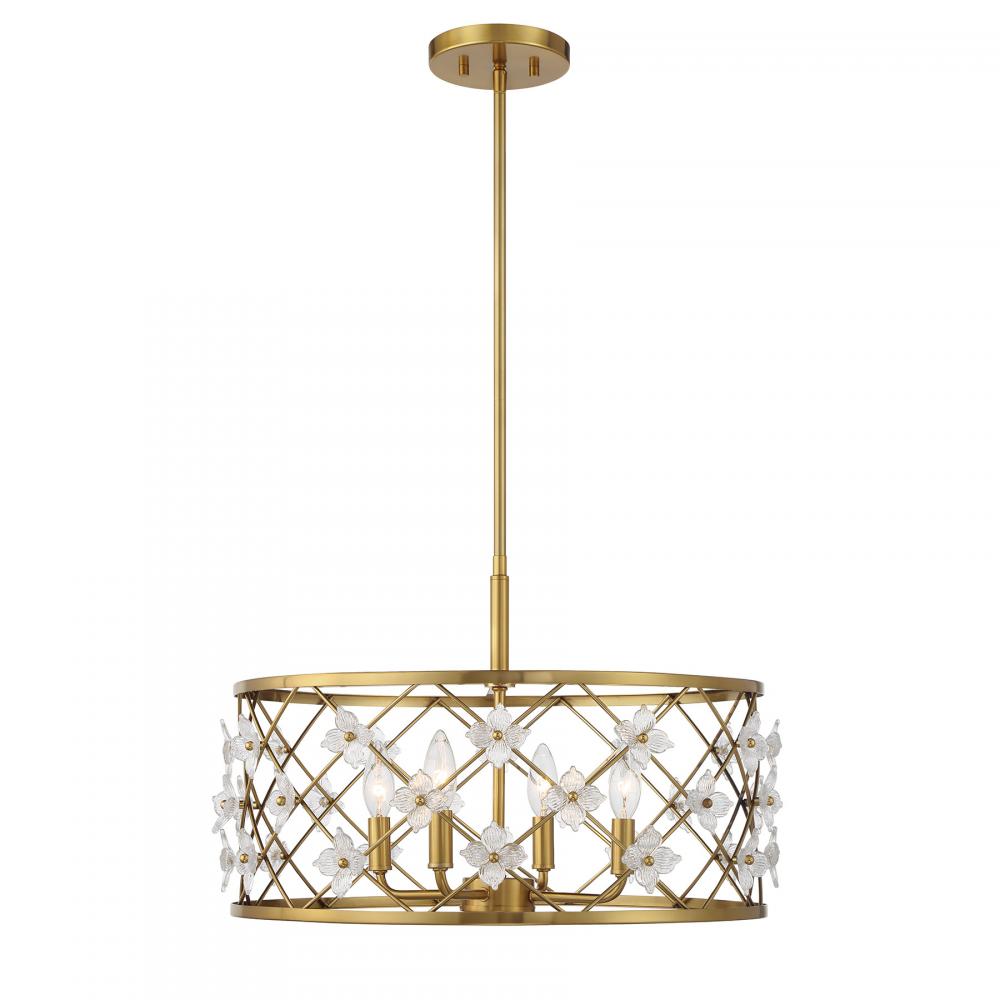 Bailey 4-Light Convertible Semi-Flush or Pendant in Warm Brass