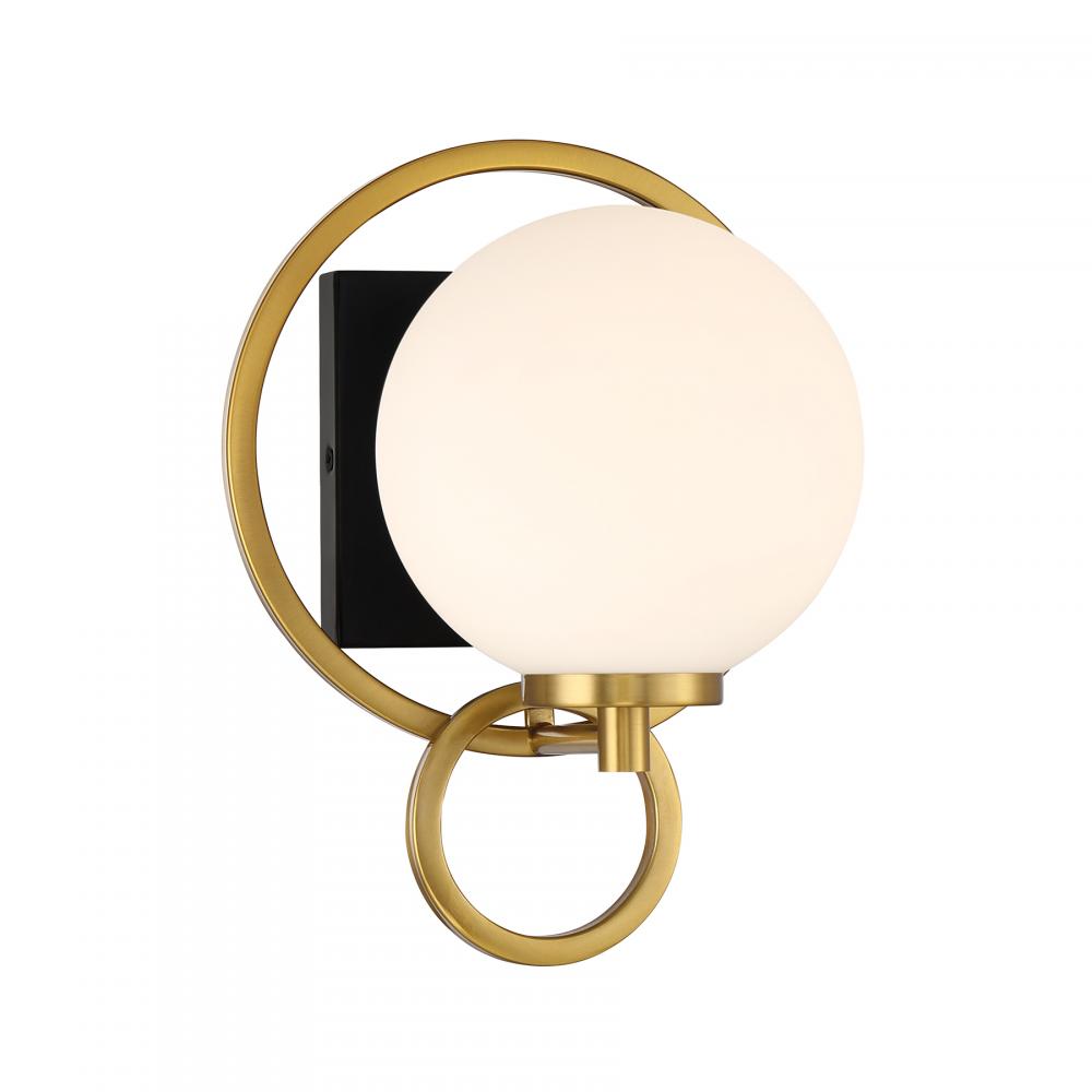 Alhambra 1-Light Wall Sconce in Matte Black with Warm Brass