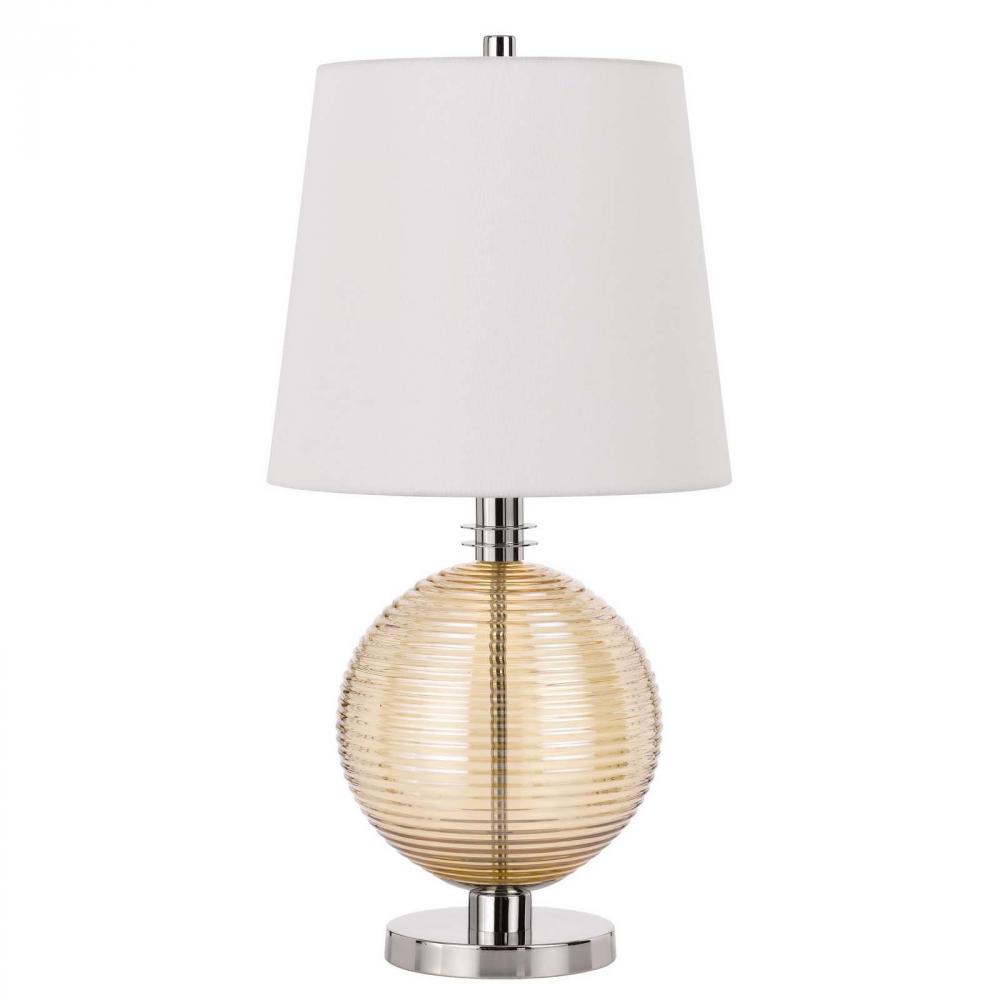 150W 3 Way Salisbury Glass Table Lamp with Hardback Fabric Shade