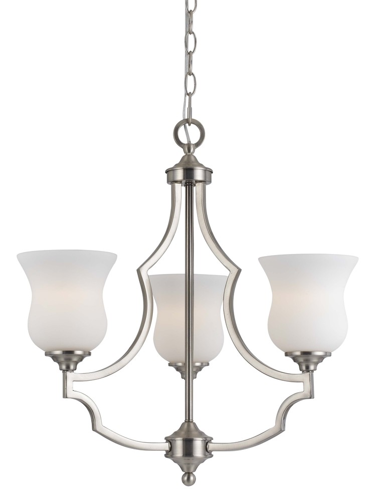 22" Inch Three Light Chandelier in Brushed Steel