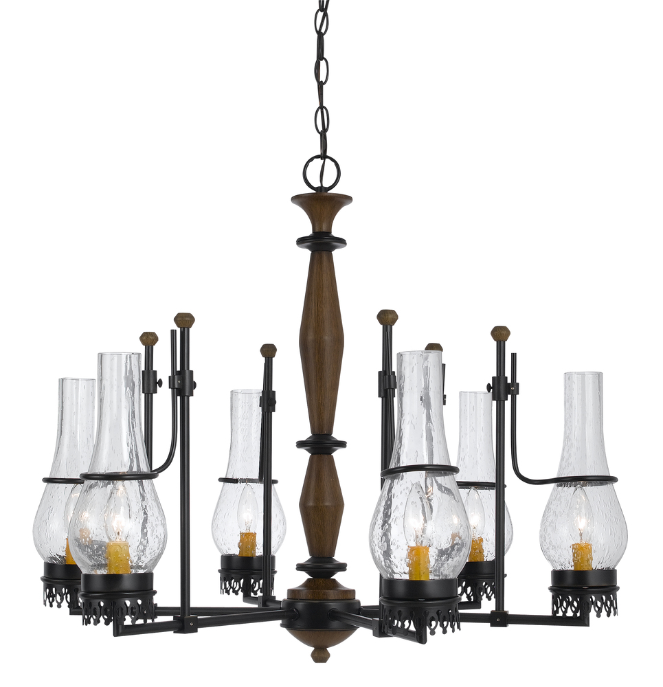 25" Inch Tall Metal Chandelier in Metal Wood Finish