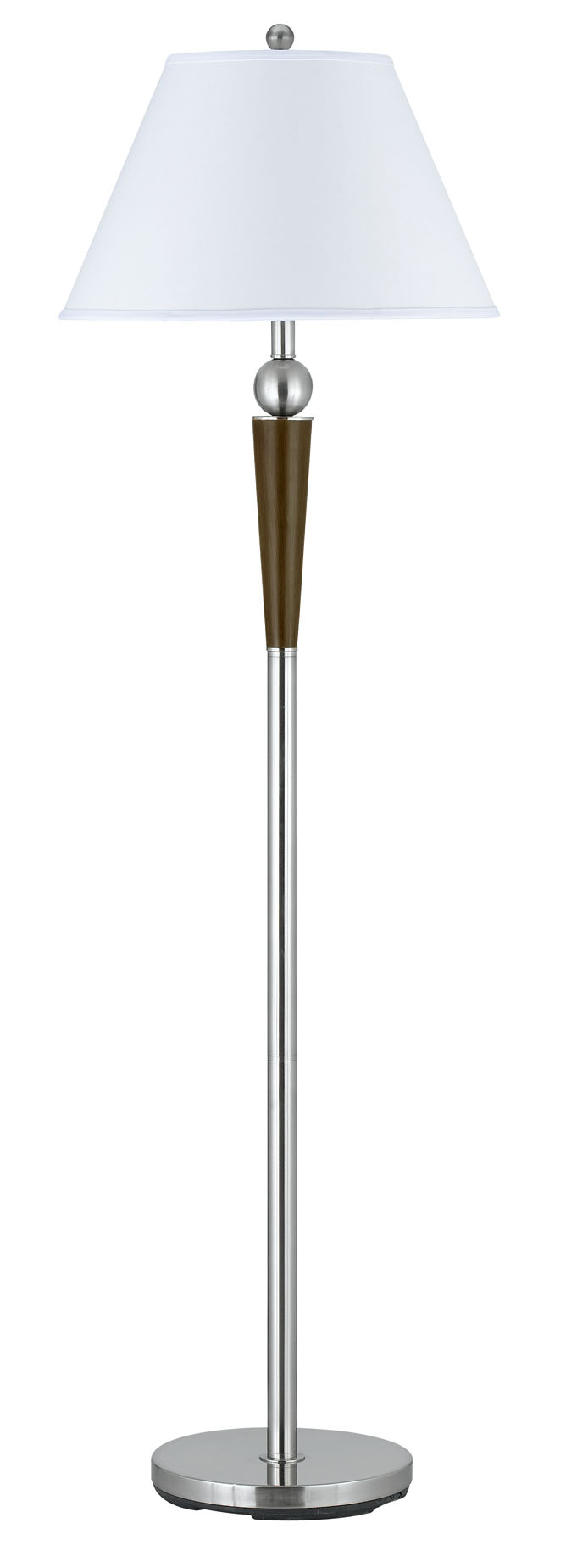 60" Tall Metal Floor Lamp in Brushed Steel/Espresso Finish